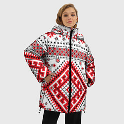 Куртка зимняя женская Удмуртская роспись, цвет: 3D-красный — фото 2