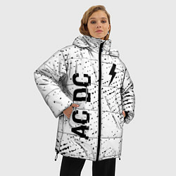 Куртка зимняя женская AC DC glitch на светлом фоне: надпись, символ, цвет: 3D-черный — фото 2