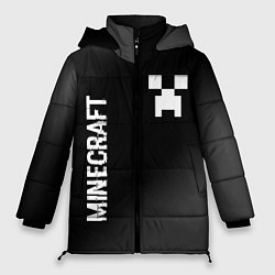Женская зимняя куртка Minecraft glitch на темном фоне: надпись, символ