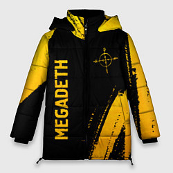 Женская зимняя куртка Megadeth - gold gradient: надпись, символ