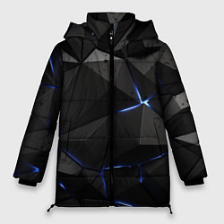 Куртка зимняя женская Черные плиты с синим свечением, цвет: 3D-черный