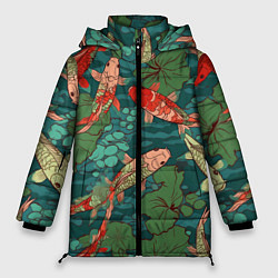 Куртка зимняя женская Паттерн карпы кои, цвет: 3D-красный