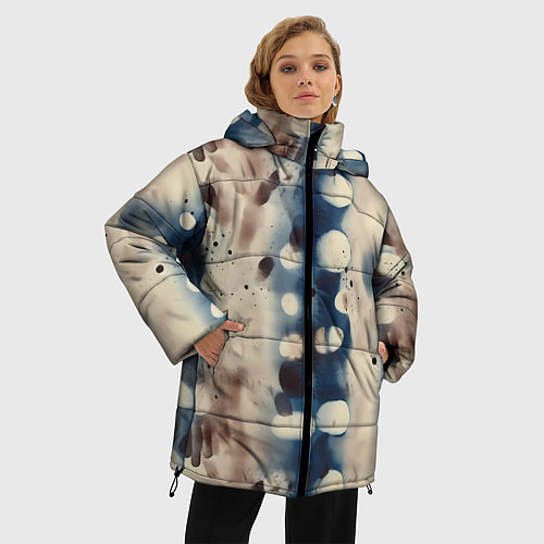 Женская зимняя куртка Тай дай паттерн / 3D-Светло-серый – фото 3