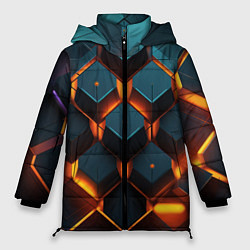 Куртка зимняя женская Объемные кубы со светом, цвет: 3D-черный