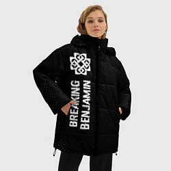 Куртка зимняя женская Breaking Benjamin glitch на темном фоне: по-вертик, цвет: 3D-черный — фото 2