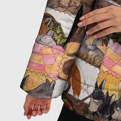 Куртка зимняя женская Коллаж из рисунков с лисой, цвет: 3D-светло-серый — фото 2