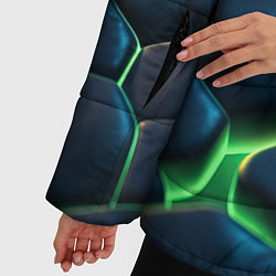 Куртка зимняя женская Разломленные зеленые плиты, цвет: 3D-черный — фото 2