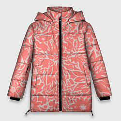 Куртка зимняя женская Цветочный персиковый, цвет: 3D-красный