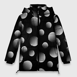 Куртка зимняя женская Шары в полоску на черном фоне, цвет: 3D-черный