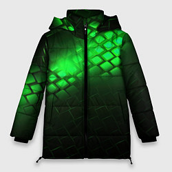 Куртка зимняя женская Неоновые зеленые пластины, цвет: 3D-черный
