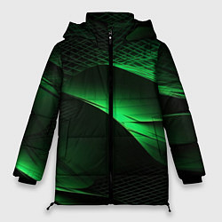 Куртка зимняя женская Зеленая абстракция фон, цвет: 3D-красный