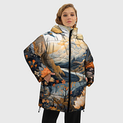 Куртка зимняя женская Солнечное утро в цветущих горах, цвет: 3D-черный — фото 2