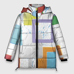 Женская зимняя куртка Абстрактный фон красочные квадраты гранж