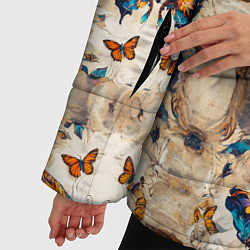 Куртка зимняя женская Бабочки узор, цвет: 3D-черный — фото 2