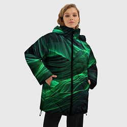 Куртка зимняя женская Зеленая абстракция, цвет: 3D-светло-серый — фото 2