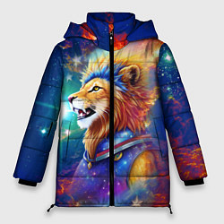 Куртка зимняя женская Космический лев - неоновое свечение, цвет: 3D-черный