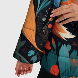 Куртка зимняя женская Две лисички в стиле фолк арт, цвет: 3D-красный — фото 2