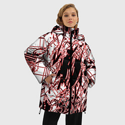 Куртка зимняя женская Кибернетическая клякса Красная, цвет: 3D-светло-серый — фото 2