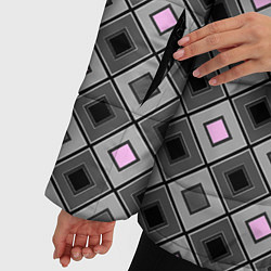 Куртка зимняя женская Серо - розовый геометрический узор, цвет: 3D-светло-серый — фото 2
