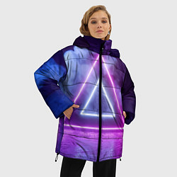 Куртка зимняя женская Неоновый треугольник в неоновом дыму, цвет: 3D-красный — фото 2