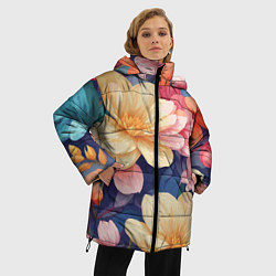Куртка зимняя женская Водянная лилия лотосы кувшинки, цвет: 3D-черный — фото 2