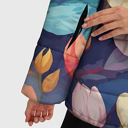 Куртка зимняя женская Водянная лилия лотосы кувшинки, цвет: 3D-светло-серый — фото 2