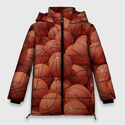 Куртка зимняя женская Узор с баскетбольными мячами, цвет: 3D-красный