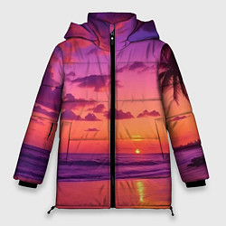 Куртка зимняя женская Пляж vice city, цвет: 3D-красный