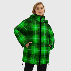 Куртка зимняя женская Шотландка ярко-зелёный, цвет: 3D-черный — фото 2