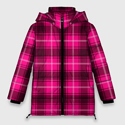 Куртка зимняя женская Шотландка розовый, цвет: 3D-черный