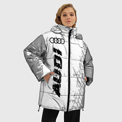 Куртка зимняя женская Audi speed на светлом фоне со следами шин: по-верт, цвет: 3D-черный — фото 2