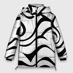 Куртка зимняя женская Анималистическая абстракция зебры, цвет: 3D-черный