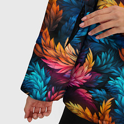 Куртка зимняя женская Фантастические листья растений узор, цвет: 3D-черный — фото 2