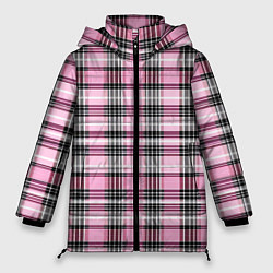 Куртка зимняя женская Розовая клетка, цвет: 3D-светло-серый