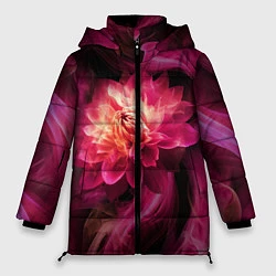 Куртка зимняя женская Розовый цветок в огне - нейросеть, цвет: 3D-черный