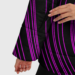 Куртка зимняя женская Абстракция фиолетовые линии, цвет: 3D-черный — фото 2
