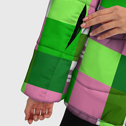 Куртка зимняя женская Ретро квадраты ванильные, цвет: 3D-светло-серый — фото 2