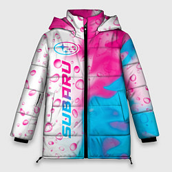 Куртка зимняя женская Subaru neon gradient style: по-вертикали, цвет: 3D-черный