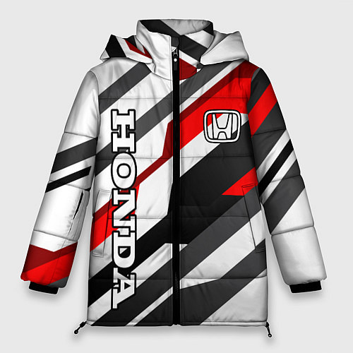 Женская зимняя куртка Honda - red and white / 3D-Светло-серый – фото 1
