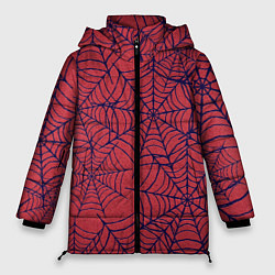 Куртка зимняя женская Паутина красно-синий, цвет: 3D-светло-серый