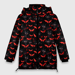 Куртка зимняя женская Летучие мыши на Хеллоуин, цвет: 3D-светло-серый