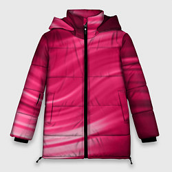 Куртка зимняя женская Абстрактный волнистый узор в красно-розовых тонах, цвет: 3D-черный