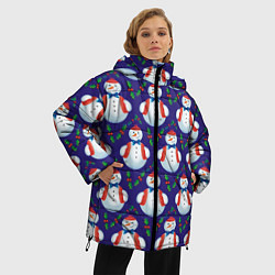 Куртка зимняя женская Милые снеговики - зимний узор, цвет: 3D-красный — фото 2