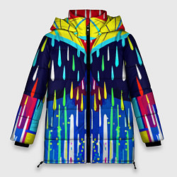 Куртка зимняя женская Два зонтика под дождём - нейросеть, цвет: 3D-черный