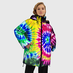 Куртка зимняя женская Colorful floral composition - tie-dye, цвет: 3D-черный — фото 2