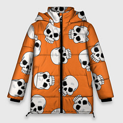 Куртка зимняя женская Черепки для хэллоуина, цвет: 3D-светло-серый
