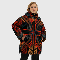 Куртка зимняя женская Орнамент в скандинавском стиле, цвет: 3D-красный — фото 2