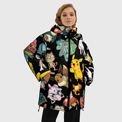 Куртка зимняя женская Пикачу и другие покемоны, цвет: 3D-черный — фото 2