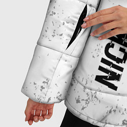 Куртка зимняя женская Nickelback glitch на светлом фоне вертикально, цвет: 3D-черный — фото 2