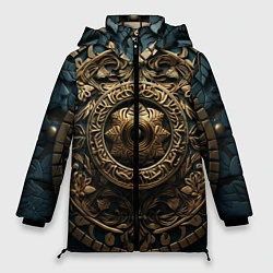 Куртка зимняя женская Орнамент в кельтском стиле, цвет: 3D-черный